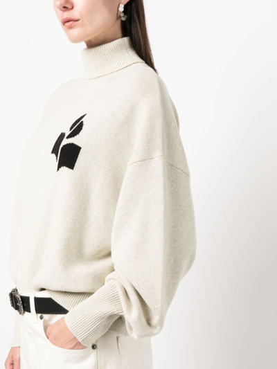 Isabel Marant Étoile Nash Intarsia Cotton And Wool-blend Turtleneck Sweater In Grey