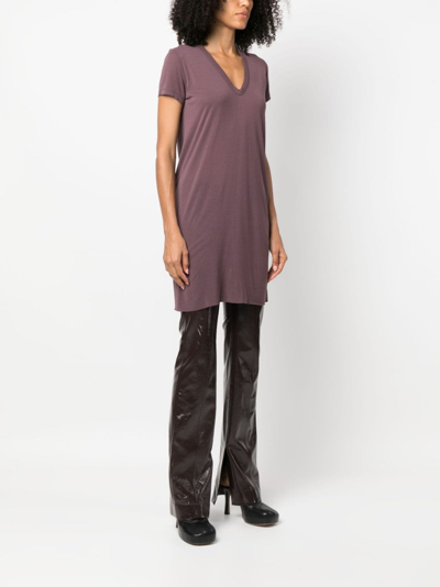 Shop Rick Owens Scoop-neck Long-length T-shirt In Purple
