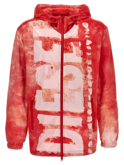 Shop Diesel Logo Printed Watercolour In Red