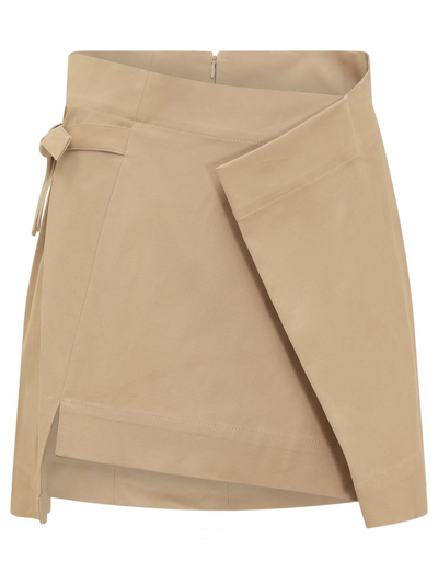 Shop Jw Anderson Asymmetric Mini Skirt In Beige