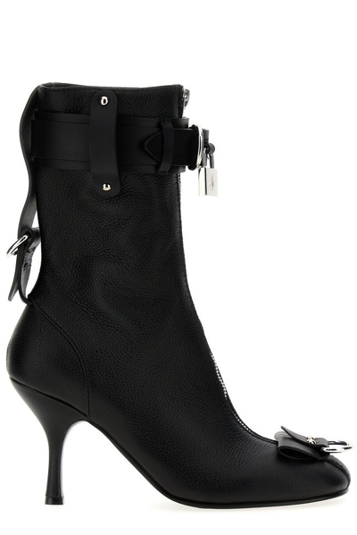Shop Jw Anderson Padlock Heeled Ankle Boots In Black