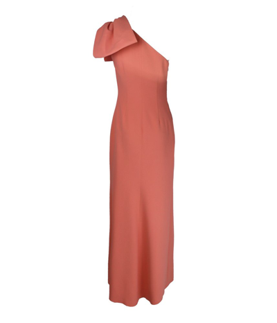 Shop Elie Saab Crystal Embellished Bow Long Dress In Pink