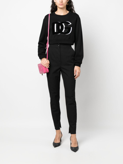 Shop Dolce & Gabbana High-waist Slim-cut Trousers In Schwarz