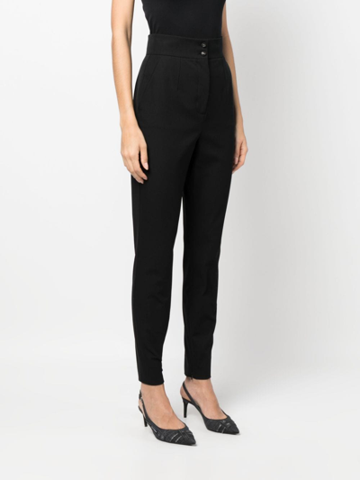 Dolce & Gabbana High-waist Slim-cut Trousers In Schwarz