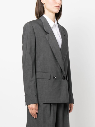 Shop Dorothee Schumacher Double-breasted Virgin Wool-blend Blazer In Grey