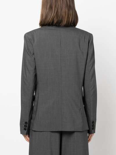 Shop Dorothee Schumacher Double-breasted Virgin Wool-blend Blazer In Grey