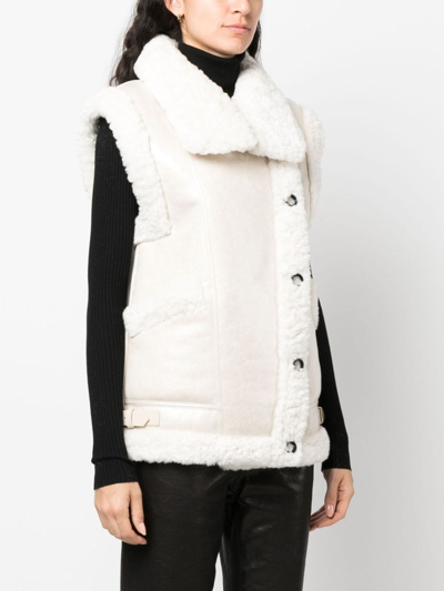 Shop Urbancode Reversible Faux-leather Shearling Gilet In Weiss