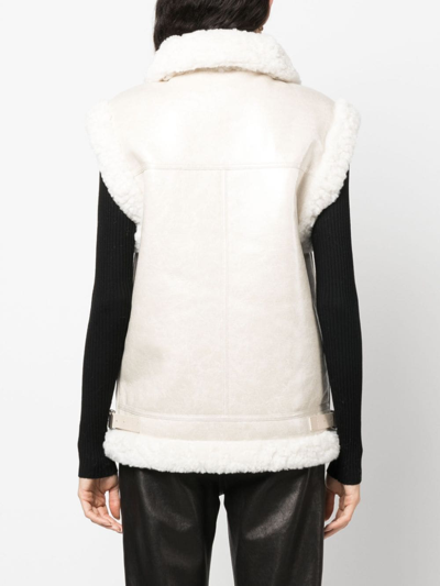 Shop Urbancode Reversible Faux-leather Shearling Gilet In Weiss