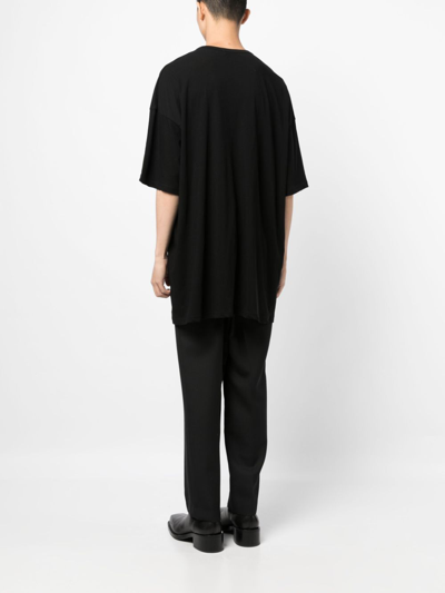 Shop Yohji Yamamoto Round-neck Cotton T-shirt In Schwarz