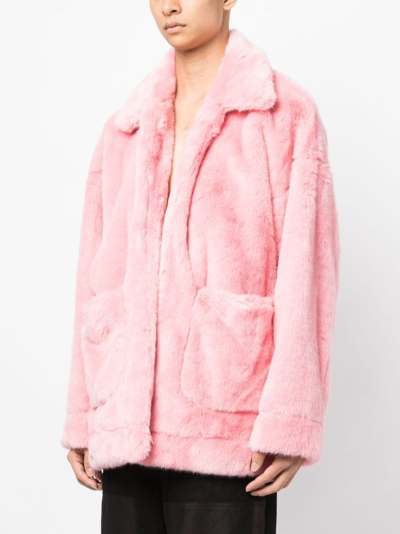 Shop Doublet Bunny-motif Faux-fur Jacket In Rosa