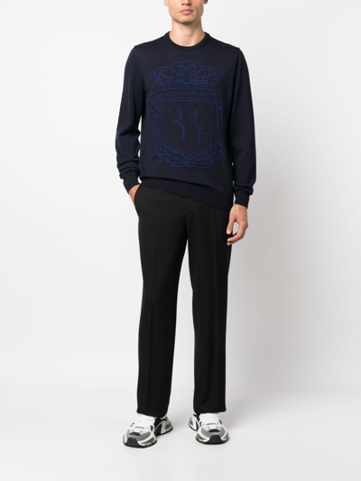 Shop Billionaire Logo-print Wool Pullover In Blau