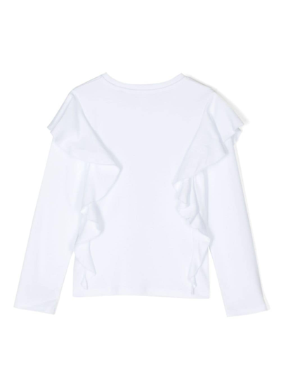 Shop Givenchy Logo-print Cotton Ruffle-detail T-shirt In White