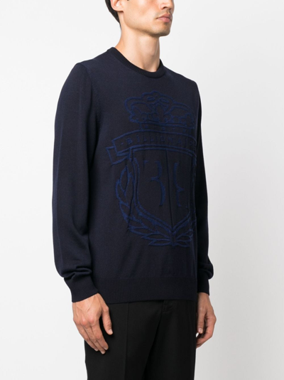 Shop Billionaire Logo-print Wool Pullover In Blau