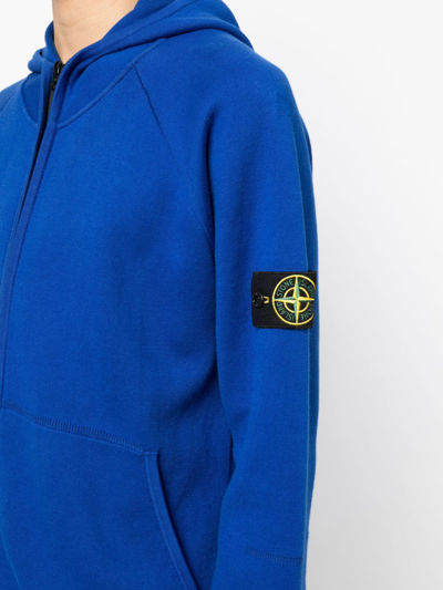 Shop Stone Island Logo-patch Hooded Jacket In Blau