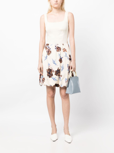 Jil Sander Floral-print Elastic-waist Skirt In Braun