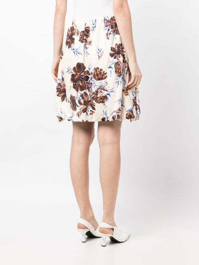 Jil Sander Floral-print Elastic-waist Skirt In Braun