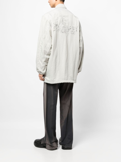 Shop Doublet Logo-embroidered Shirt Jacket In Grau
