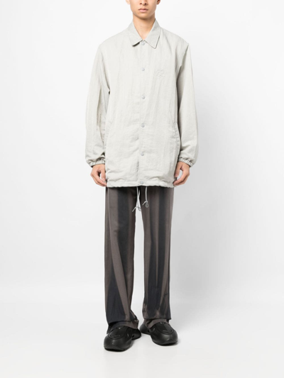 Shop Doublet Logo-embroidered Shirt Jacket In Grau