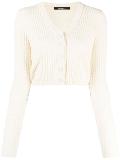 Shop Shang Xia V-neck Ribbed Cardigan In Weiss