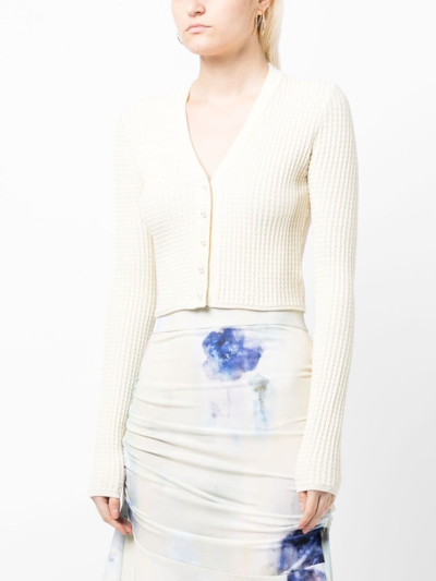 Shang Xia V-neck Ribbed Cardigan In Weiss