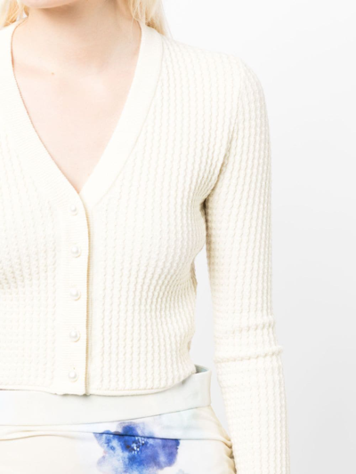 Shop Shang Xia V-neck Ribbed Cardigan In Weiss