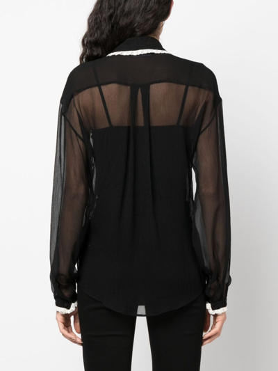 Shop Dsquared2 Ruffled Sheer Silk Blouse In Black