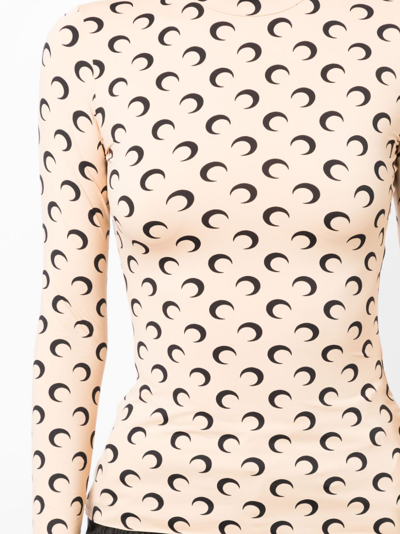 Shop Marine Serre Crescent Moon-print Top In Nude