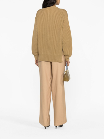Jil Sander Ribbed-knit Wool Jumper In Braun