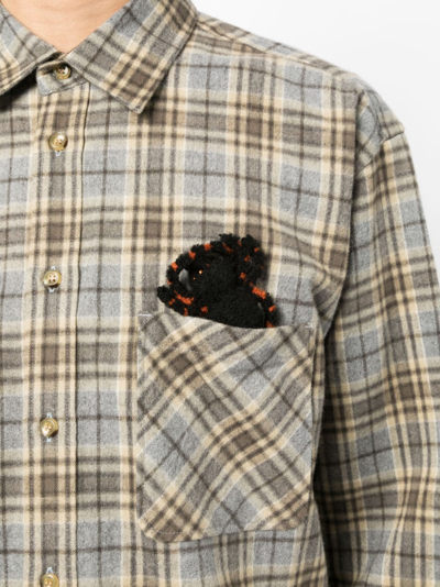 Shop Doublet Checkered 3d-detail Shirt In Braun