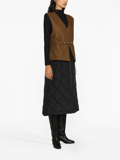 Shop Plan C Chasuble Sleeveless Layered Coat In Braun