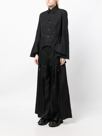 Noir Kei Ninomiya Braces-detail Long-sleeve Shirt In Schwarz