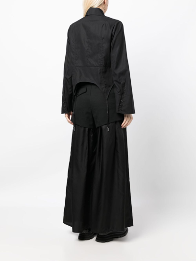 Noir Kei Ninomiya Braces-detail Long-sleeve Shirt In Schwarz