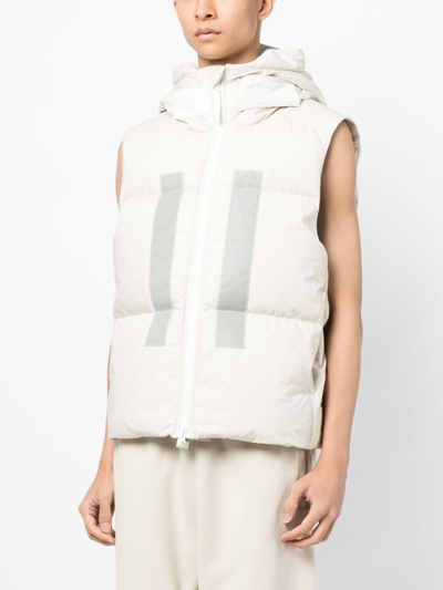 Shop Stone Island Logo-print Hooded Quilted Gilet In Weiss