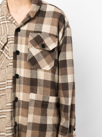 Shop Greg Lauren Mix-print Long-sleeve Shirt In Braun