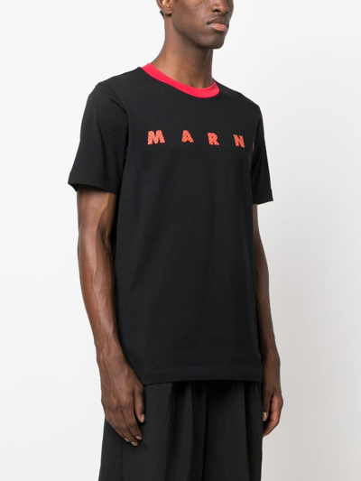 Shop Marni Logo-print Cotton T-shirt In Schwarz