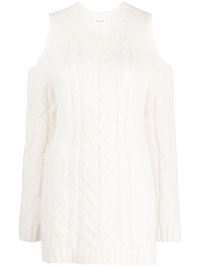 P.a.r.o.s.h Liquore Cold-shoulder Crochet Knit Sweater In Weiss