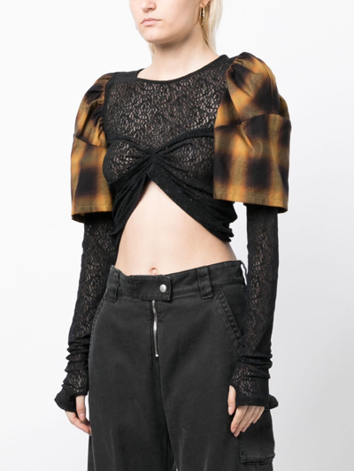 COLLINA STRADA LACE-EMBELLISHED CHECK-PRINT TOP 
