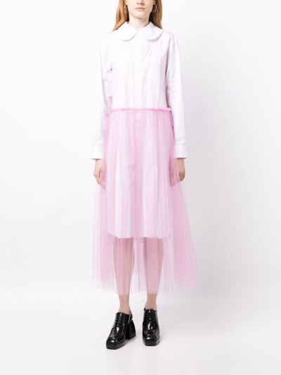 Shop Noir Kei Ninomiya Mesh Round-neck Midi Dress In Violett