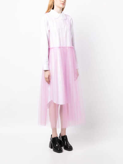 Shop Noir Kei Ninomiya Mesh Round-neck Midi Dress In Violett