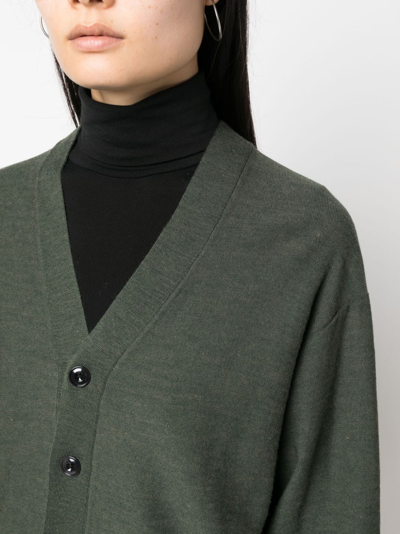 Shop Lemaire Mélange-effect Wool Blend Cardigan In Grün