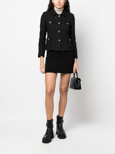 Shop Tagliatore Wool Blend Fleece Miniskirt In Schwarz
