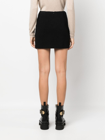 Shop Tagliatore Wool Blend Fleece Miniskirt In Schwarz