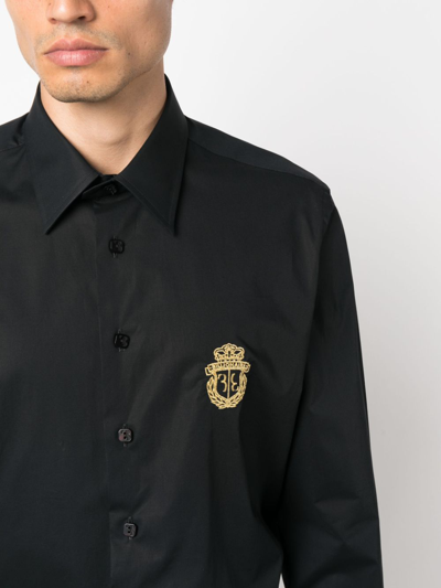 Shop Billionaire Logo-embroidered Shirt In Schwarz