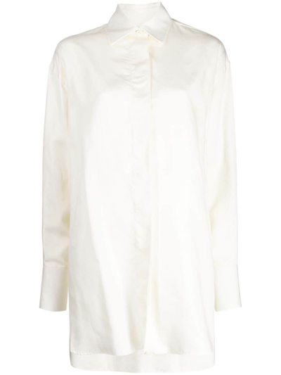 Shop Shang Xia Long-sleeved Buttoned Shirt In Weiss