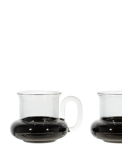 Tom Dixon Black Bump Glass Teacup Set In Black
