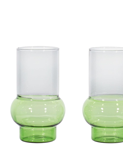 Tom Dixon Bump Tall Glasses (set Of Two) In Green