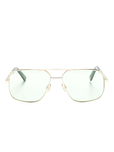 Shop March La.b Double-bridge Pilot-frame Sunglasses In Gold