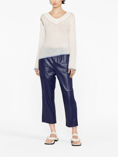 Shop Mm6 Maison Margiela Cropped Faux-leather Trousers In Violett