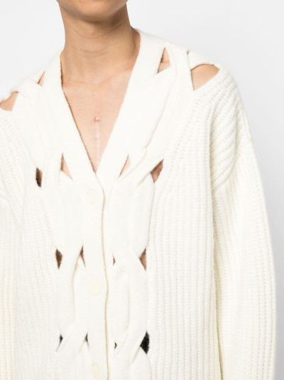Shop Feng Chen Wang Ribbed Cut-out Cardigan In Weiss