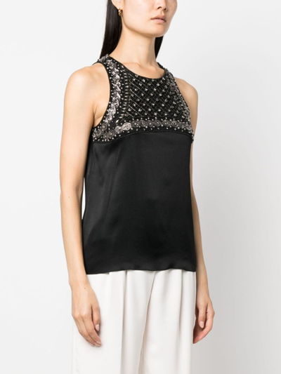 Shop Alberta Ferretti Bead-embellishment Sleeveless Blouse In Schwarz